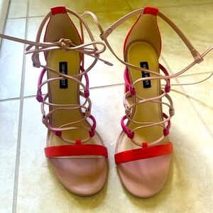 Nine West Pink and Red Strappy Heels